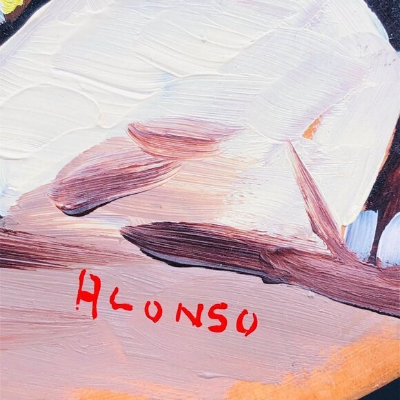 Mid Century Spanish Matador Painting Wooden Plate Wall Hanging Artist signed - Picture 5 of 11